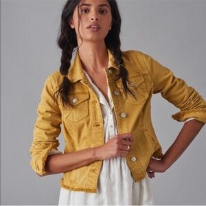 Anthropologie Pilcro Denim Trucker Jacket Maize size S mustard yellow